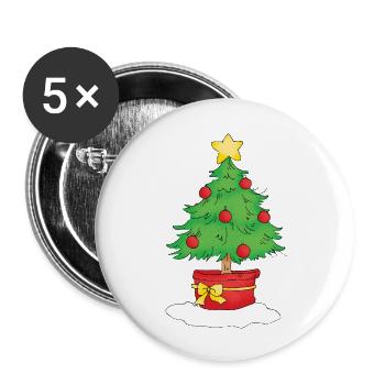 Christmas Tree - Lot de 5 grands badges (56 mm) - blanc - Devant