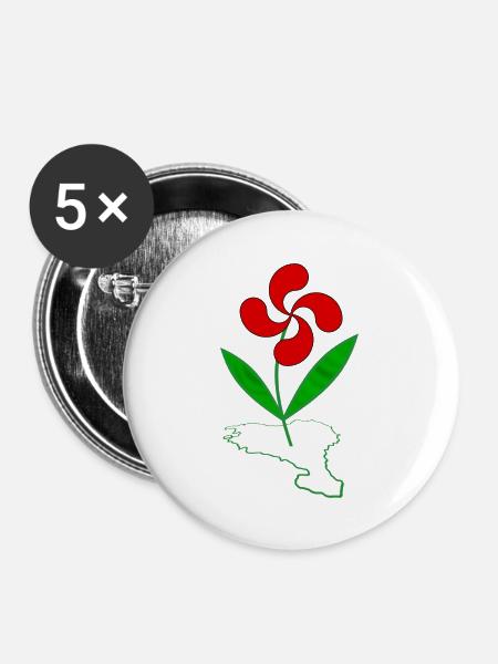 Baskische Blume - Buttons groß 56 mm (5er Pack) - Weiß