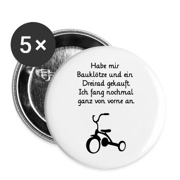 Dreirad Bauklötze Neuanfang restart Neustart Beruf - Buttons groß 56 mm (5er Pack) - Weiß - Vorne
