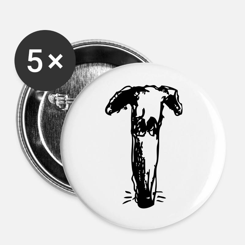 Windhund Kopf - Buttons groß 56 mm (5er Pack) - Weiß