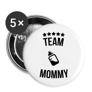 Team Mommy Mummy mother bottle milk - Buttons large 2.2''/56 mm (5-pack) - white - Front
