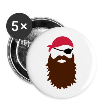Pirat - Buttons groß 56 mm (5er Pack) - Weiß - Vorne