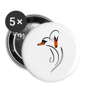 Duo de cygnes amoureux - Lot de 5 grands badges (56 mm) - blanc - Devant