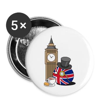 GreatBritainBall - Buttons large 2.2''/56 mm (5-pack) - white - Front
