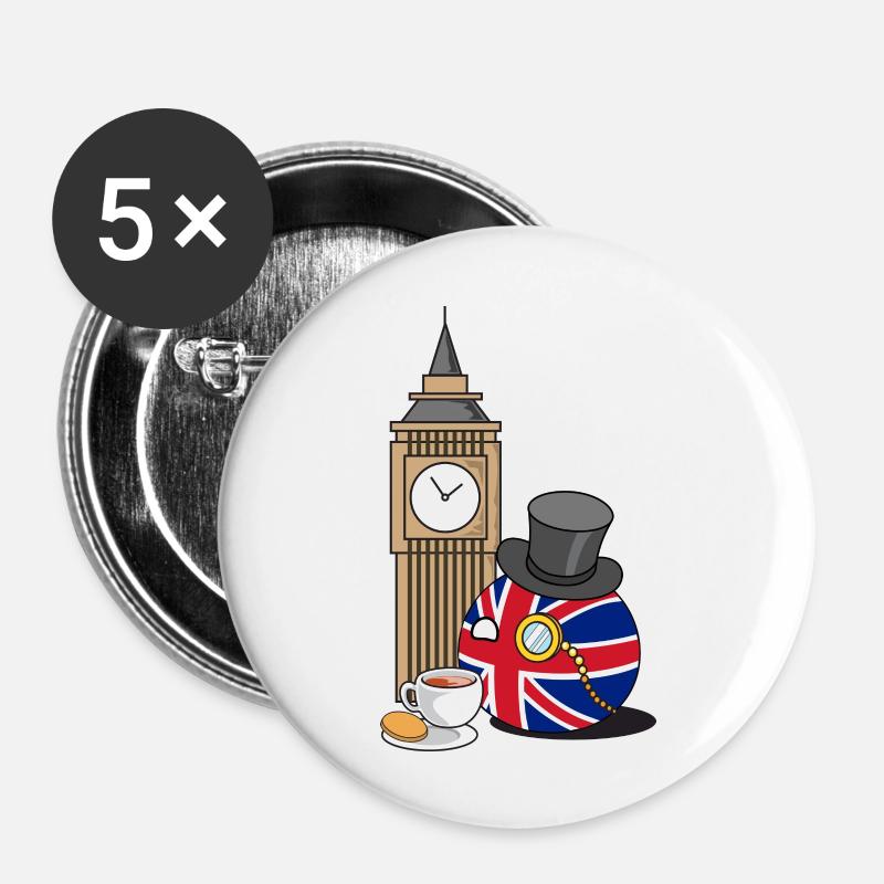 GreatBritainBall - Buttons large 2.2''/56 mm (5-pack) - white