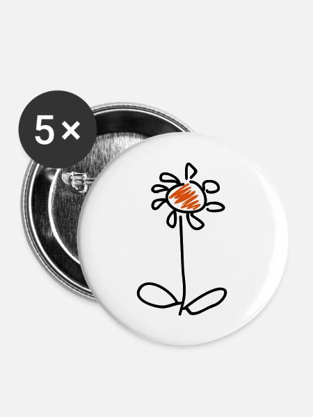 Blume / flower (2c) - Buttons groß 56 mm (5er Pack) - Weiß
