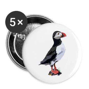 Papageitaucher - Buttons groß 56 mm (5er Pack) - Weiß - Vorne