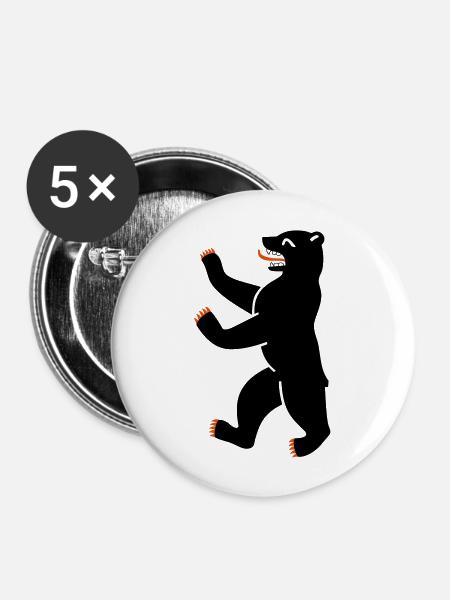 Berliner Bär - Buttons groß 56 mm (5er Pack) - Weiß