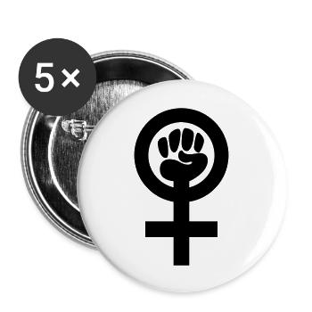 Feminism Symbol - Buttons large 2.2''/56 mm (5-pack) - white - Front
