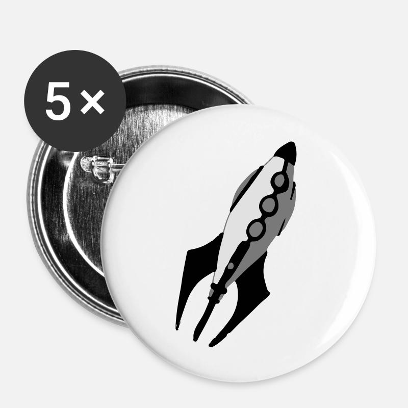 Space Ship - Buttons large 2.2''/56 mm (5-pack) - white