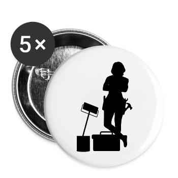 Heimwerkerin - Buttons groß 56 mm (5er Pack) - Weiß - Vorne