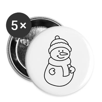 Schneemann - Buttons groß 56 mm (5er Pack) - Weiß - Vorne