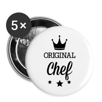 Original drei Sterne Deluxe Koch - Buttons groß 56 mm (5er Pack) - Weiß - Vorne