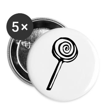 Lolli Lutscher Design klassisch - Buttons groß 56 mm (5er Pack) - Weiß - Vorne