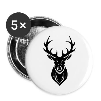 Hirsch Geweih - Buttons groß 56 mm (5er Pack) - Weiß - Vorne