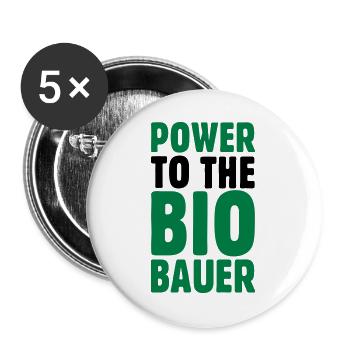 Power to the Biobauer Öko Spruch - Buttons groß 56 mm (5er Pack) - Weiß - Vorne