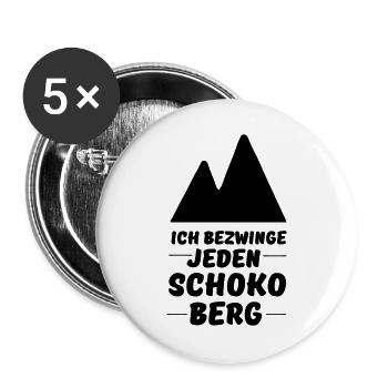 Schokolade, Fun, lustig, Freunde, Spruch - Buttons groß 56 mm (5er Pack) - Weiß - Vorne