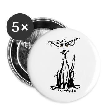 Rauhaar Hund - Buttons groß 56 mm (5er Pack) - Weiß - Vorne