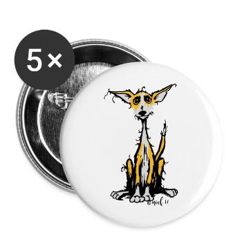 Rauhaar Podenco - Buttons groß 56 mm (5er Pack) - Weiß - Vorne