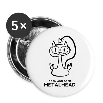 Heay metal cat - Buttons groß 56 mm (5er Pack) - Weiß - Vorne