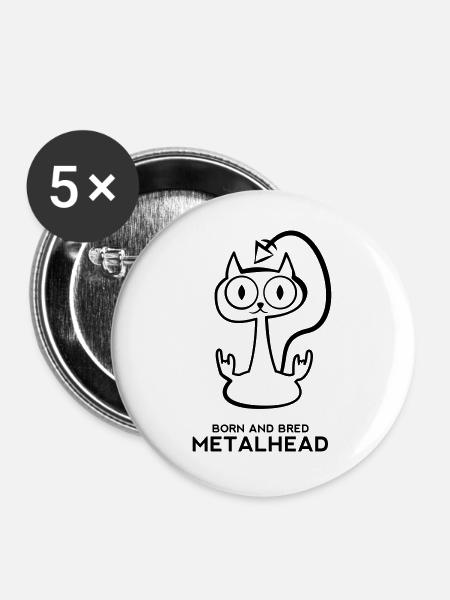 Heay metal cat - Buttons large 2.2''/56 mm (5-pack) - white