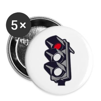 Rote Ampel - Buttons groß 56 mm (5er Pack) - Weiß - Vorne