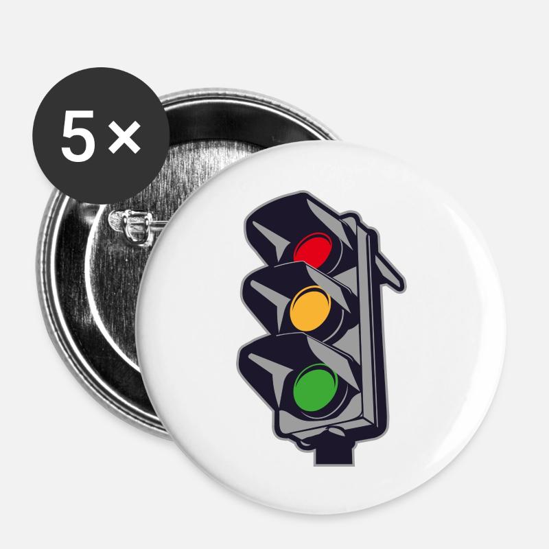 Ampel - Buttons groß 56 mm (5er Pack) - Weiß
