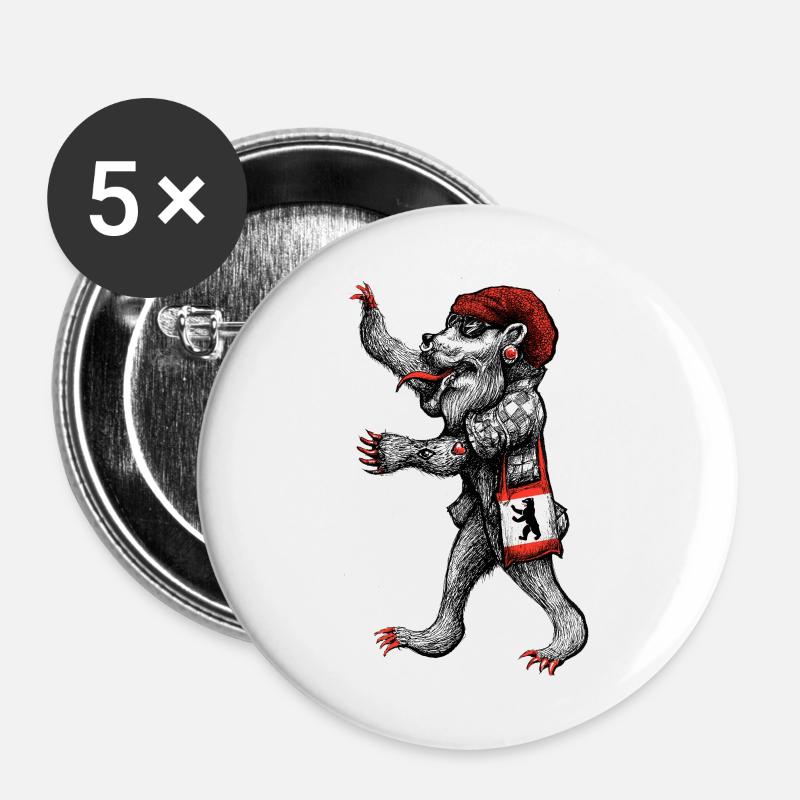 Berlin - Buttons large 2.2''/56 mm (5-pack) - white
