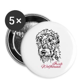 IRISH WOLFHOUND Irish Wolfhound Wilsigns chiens - Lot de 5 grands badges (56 mm) - blanc - Devant