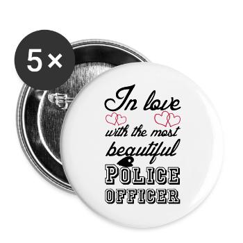 In love - Police Polizei, Liebe, Sprüche, Geschenk - Buttons large 2.2''/56 mm (5-pack) - white - Front