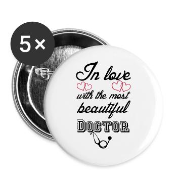En amour - Docteur Docteurs, Paroles, Amour, Cadeau - Lot de 5 grands badges (56 mm) - blanc - Devant
