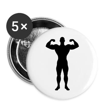 bodybuilding_19 - Buttons groß 56 mm (5er Pack) - Weiß - Vorne
