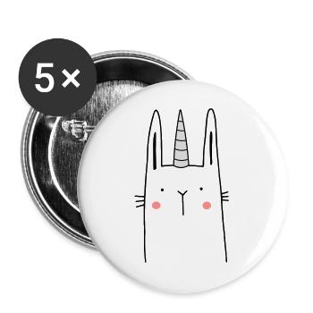 Unicorn Hase - Lot de 5 grands badges (56 mm) - blanc - Devant