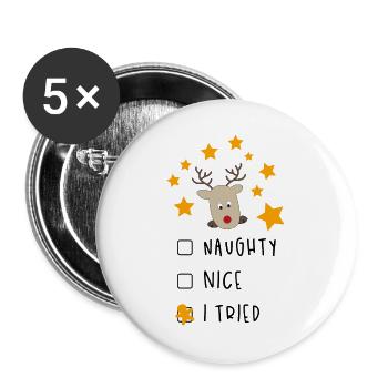 Weihnachten - Buttons groß 56 mm (5er Pack) - Weiß - Vorne
