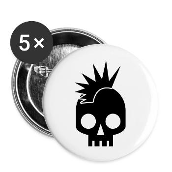 PUNK BABY skull with mohawk - Buttons large 2.2''/56 mm (5-pack) - white - Front