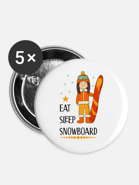 Snowboard - Buttons groß 56 mm (5er Pack) - Weiß