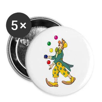 clown harlekin hofnarr kasper komiker narr witzbol - Buttons groß 56 mm (5er Pack) - Weiß - Vorne