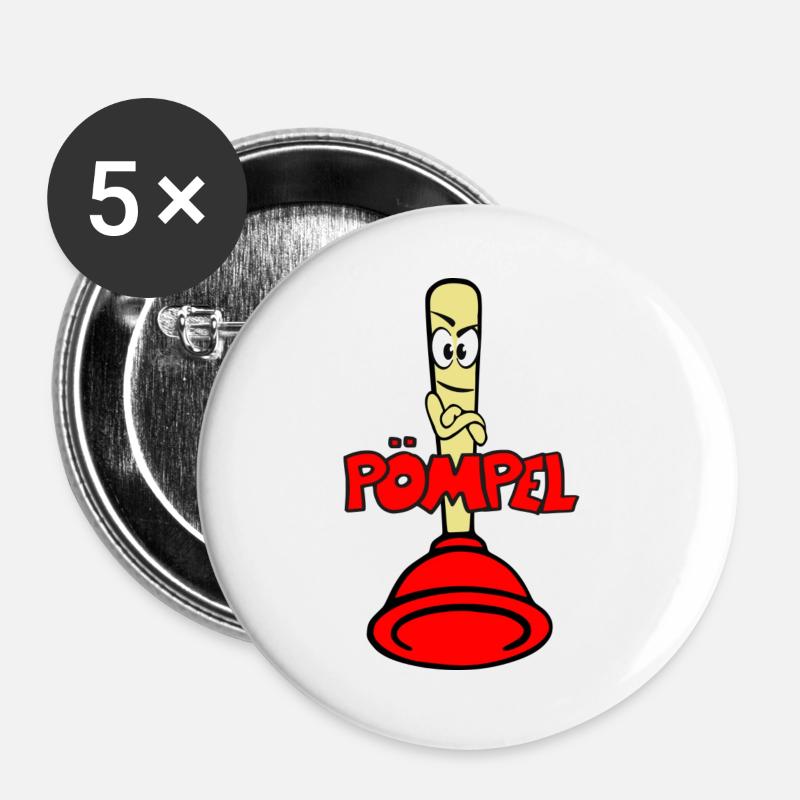Pömpel - Buttons groß 56 mm (5er Pack) - Weiß