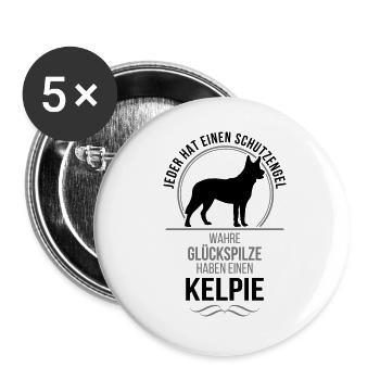 KELPIE Schutzengel Wilsigns - Buttons groß 56 mm (5er Pack) - Weiß - Vorne