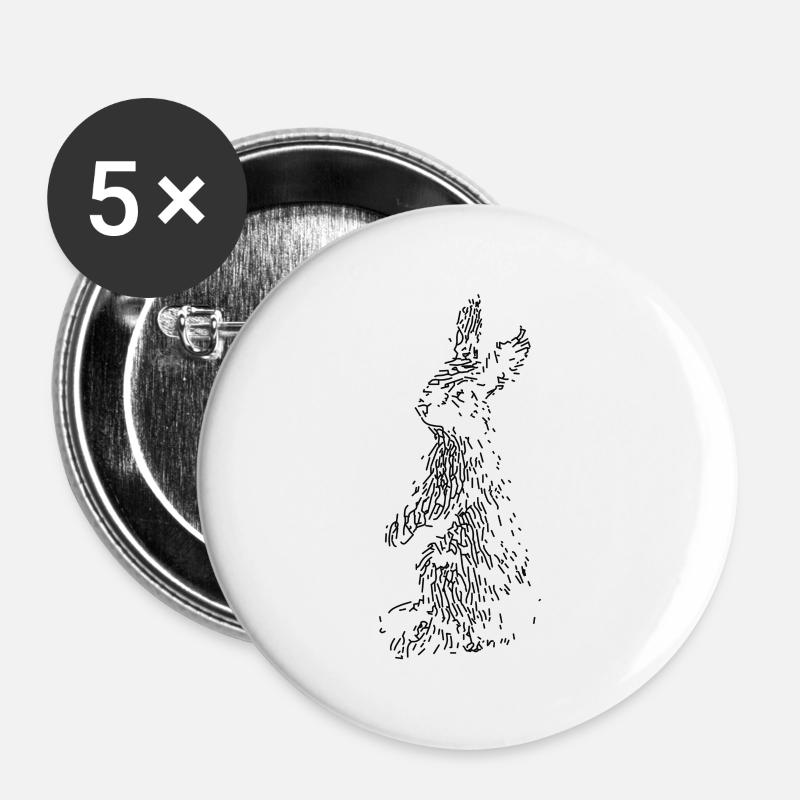 Hase - Buttons groß 56 mm (5er Pack) - Weiß