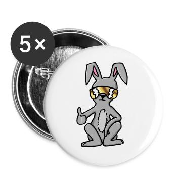 Cool funny Easter bunny for boys and girls - Buttons large 2.2''/56 mm (5-pack) - white - Front