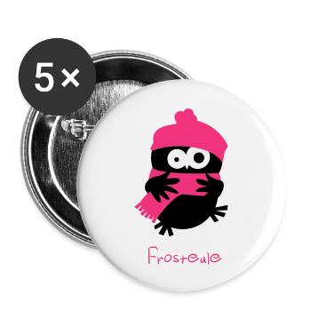 Eine Eule // Frosteule - Buttons groß 56 mm (5er Pack) - Weiß - Vorne