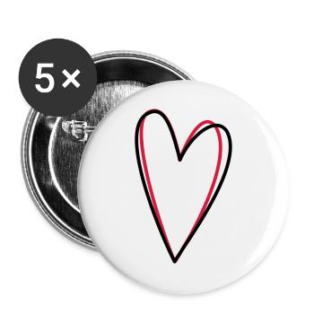 Heart love friendship symbol gift idea - Buttons large 2.2''/56 mm (5-pack) - white - Front