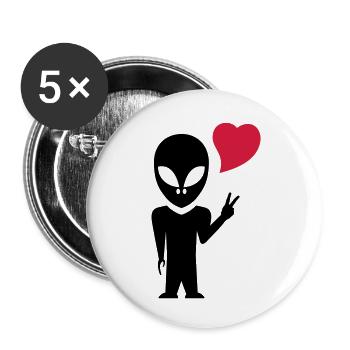 alien_love - Buttons groß 56 mm (5er Pack) - Weiß - Vorne