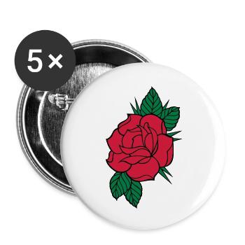 Rose - Tricolore - Lot de 5 grands badges (56 mm) - blanc - Devant