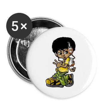 Weinlese-Hip-Hop-b-boy - Buttons groß 56 mm (5er Pack) - Weiß - Vorne