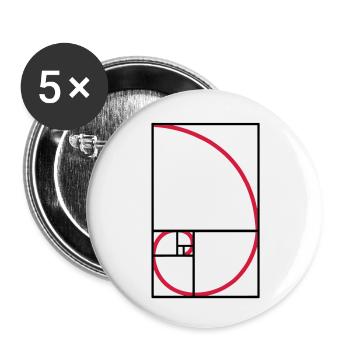 Fibonacci Kurve goldener Schnitt Art - Buttons groß 56 mm (5er Pack) - Weiß - Vorne