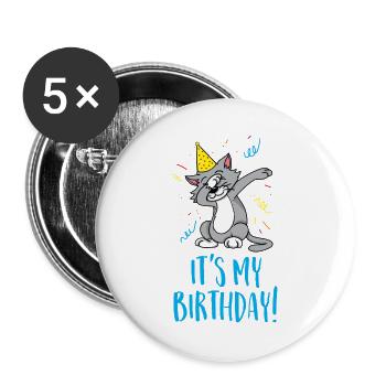 It's my birthday - Buttons large 2.2''/56 mm (5-pack) - white - Front