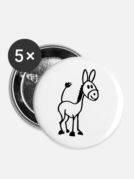 Kleiner Esel - Buttons groß 56 mm (5er Pack) - Weiß