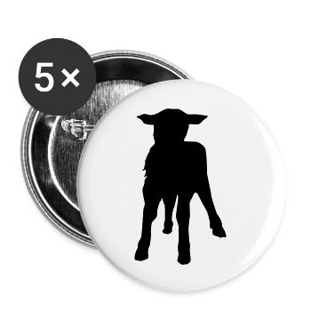 Lamm - Lamm Fromm? - Buttons groß 56 mm (5er Pack) - Weiß - Vorne